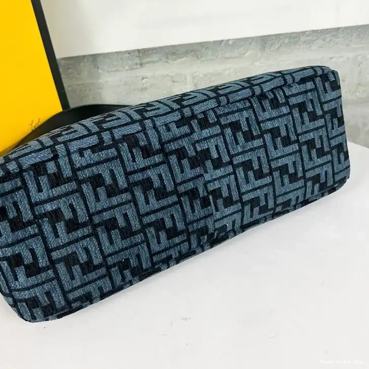 Affordable Bag O'Lock Tapestry In Fabric Blue Fendi FF Zip Shoulder 0405 HOT SALE